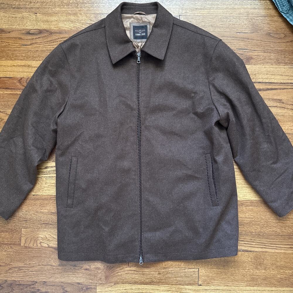 Carmel Zhao Full Zip Jacket Coat BROWN Size XL WOOL & Cashmere